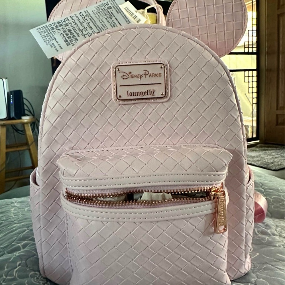 Loungefly Disney Parks Light Pink Woven Backpack